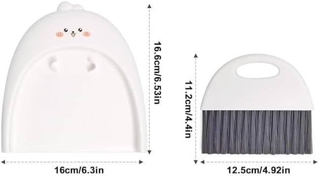 1 Set White Cute Broom and Dustpan Set, Mini Dustpan and Brush Cleaner Set - Image 2