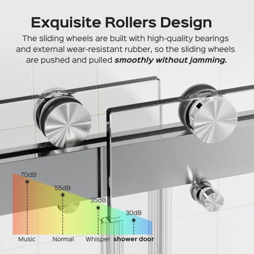 Shower Door 68–72in W x 76 in H, 3/8" Tempered Glass Double Sliding Shower Door - Image 2