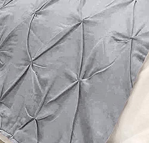 Queen Bed Runner Set - 100% Cotton 800 Thread Count - Luxury Pinch Pleated Bed Runner and 2 Pillow Covers - 3 Piece Set, Light Grey