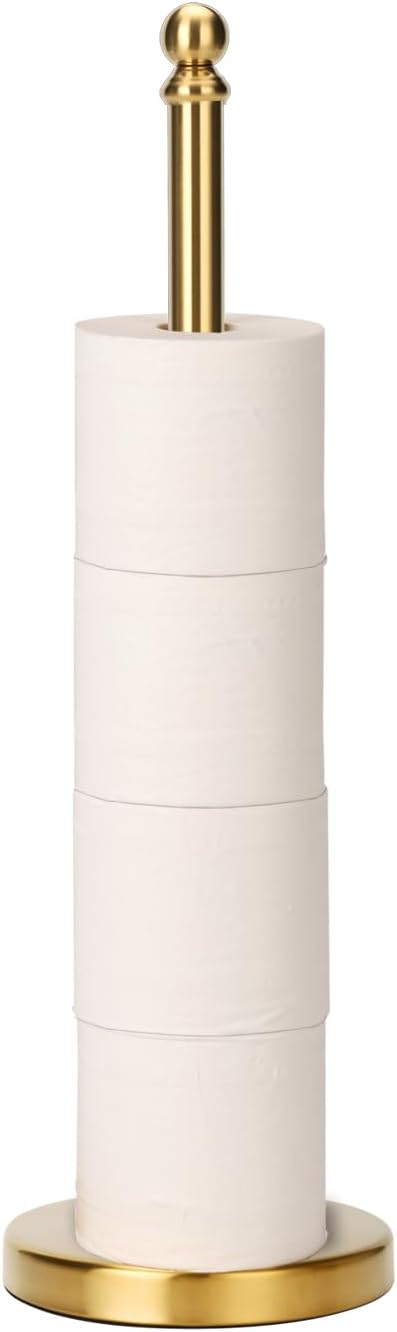 Toilet Paper Holder Stand Holding Up to 5 Paper Rolls, Free-Standing Spare by exilon