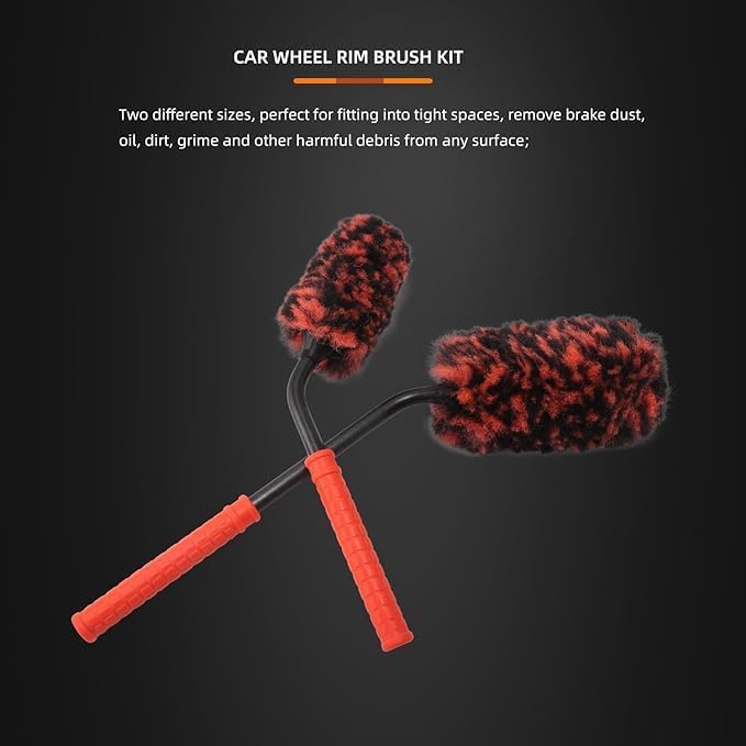 SPTA Angled Car Wheel Brush Set, Flat Spoke Brush, Metal Free Rim Tire Detail - Image 5