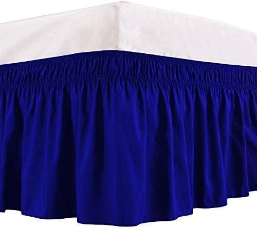 Royal Blue Wrap Around Bed Skirts with 16" Drop - Three Sides Fabric Adjustable Elastic Dust Ruffle Silky Soft -600 TC Stretchy Bed Skirt-RV King(72"X 80") Royal Blue