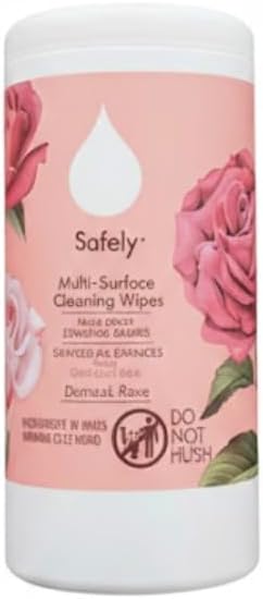 Safely Multi-Surface Cleaning Wipes, Damaskus Rose Scent, Bleach-Free Household by SafelyClean