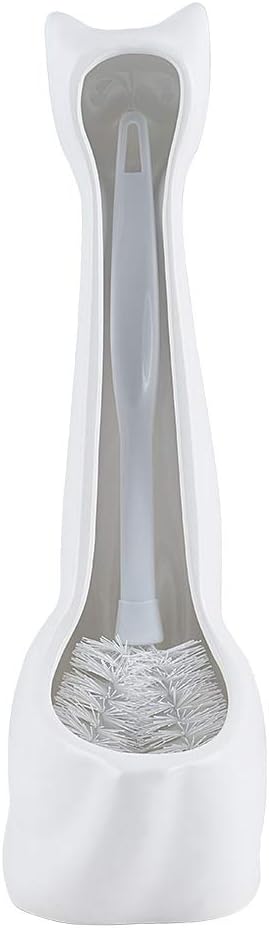 Allure Home Creation White Cat 2-Piece Toilet Brush Holder and Brush Set - Image 8