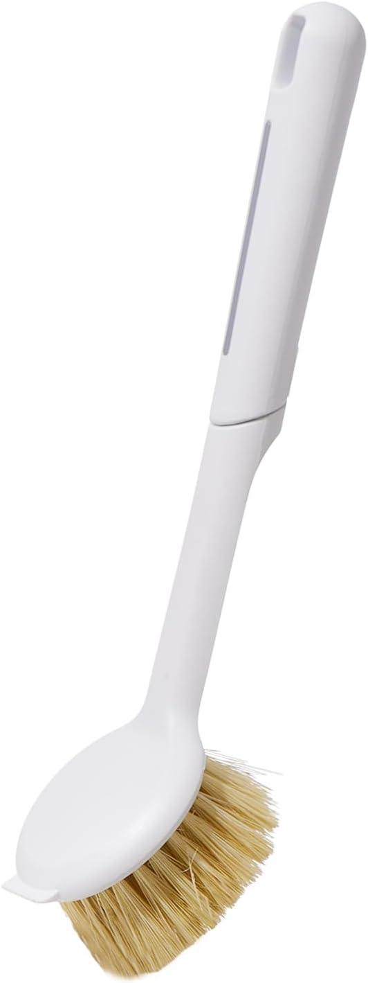 Kitchen Cleaning Brush, Pot Dish Brush Pots Comfortable Long Built-in Scraper by Nebesheii