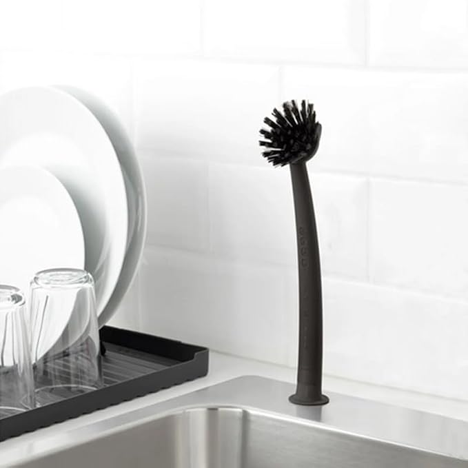 2 Pcs Scrub Brush with Handle 11'' Dish Scrubber Brush Kitchen Sink Brush Black - Image 6