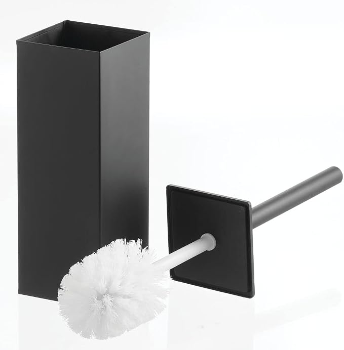 mDesign Steel Square Modern Toilet Bowl Brush and Holder - Image 4