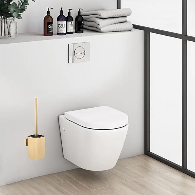 Toilet Bowl Brush and Holder Square, Stainless Steel Square Wall Mounted Toilet - Image 4