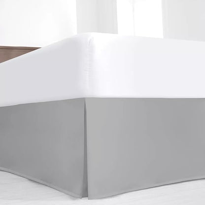 SKY BEDDINGS Luxury Pleated Queen Bed Skirt with Split Corners - 18 Inch Tailored Drop - Pleated Dust Ruffle - Wrinkle-Free 100% Microfiber - Easy Fit, Soft & Durable - Light Grey