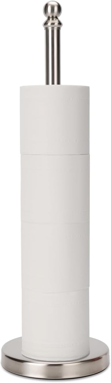 Toilet Paper Holder Stand Holding Up to 5 Paper Rolls, Free-Standing Spare by exilon