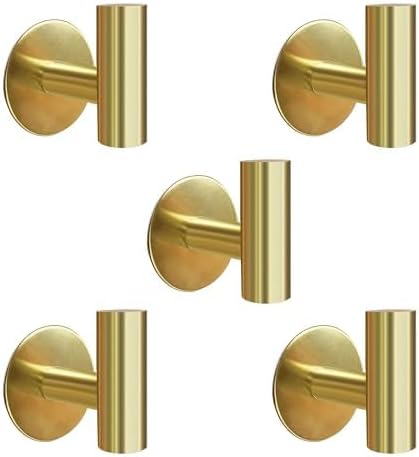 Adhesive Towel Hooks, Brushed Gold SUS 304 Stainless Steel Heavy Duty by Augegel