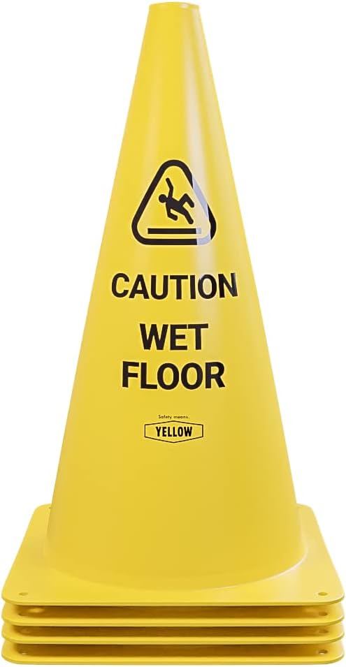 Yellow Safety® Commercial 15 Inch "Caution Wet Floor" Sign Cone, 4 ct. - Image 2