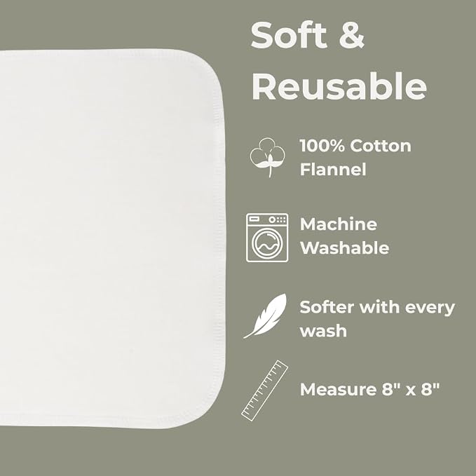 Nora's Nursery Reusable Baby Wipes, 100% Cotton Washcloths, Soft and Absorbent - Image 2