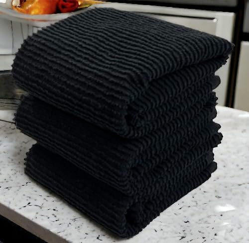 Serafina Home Oversized Solid Color Black Kitchen Dish Towels: 100% Cotton - Image 4