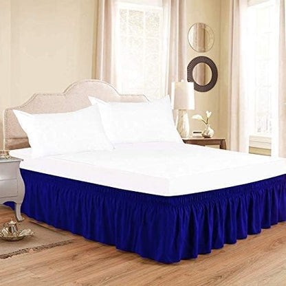 Royal Blue Wrap Around Bed Skirts with 16" Drop - Three Sides Fabric Adjustable Elastic Dust Ruffle Silky Soft -600 TC Stretchy Bed Skirt-RV King(72"X 80") Royal Blue