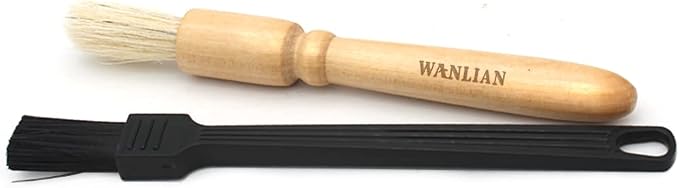 2 Pack Coffee Grinder Cleaning Brush, Heavy Wood Handle & Natural Bristles Wood by WANLIAN