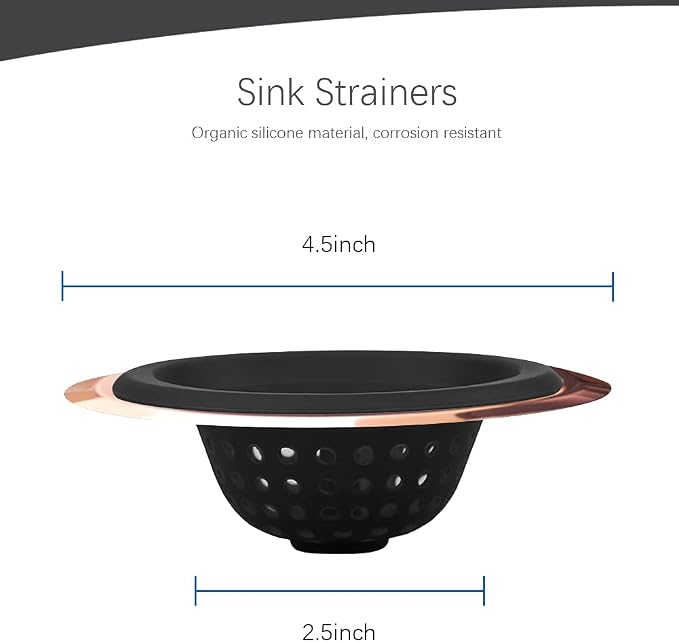 Mi hogar Silicone Sink Drain Strainer 2 Pack, 4.5” Wide Rim Stainless Steel - Image 2