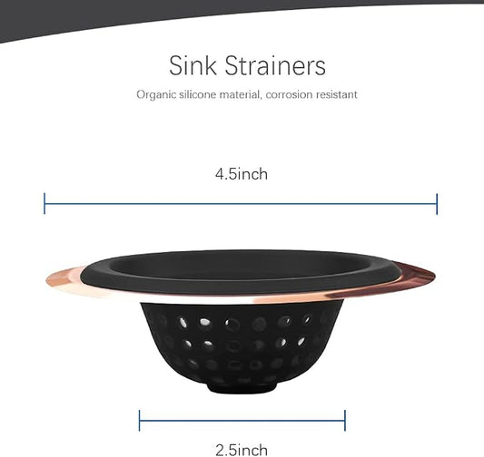 Mi hogar Silicone Sink Drain Strainer 2 Pack, 4.5” Wide Rim Stainless Steel - Image 2