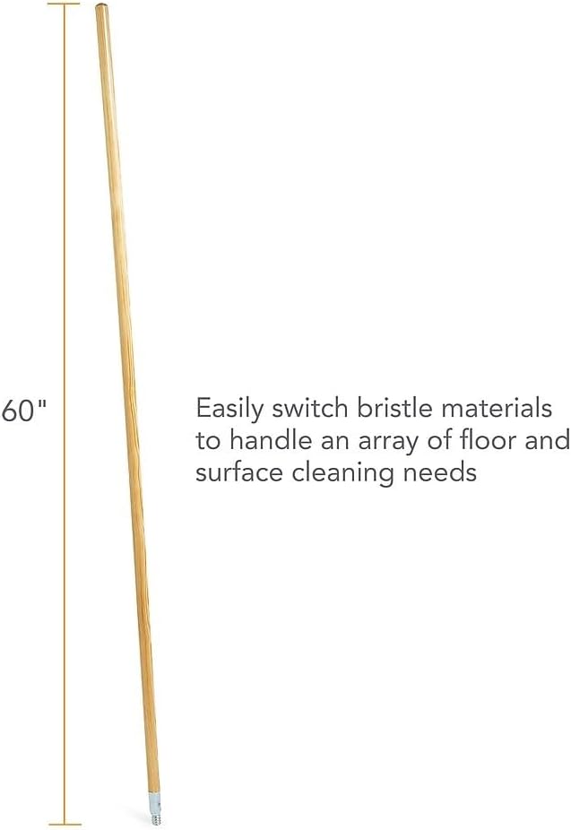 Professional 60" Wood Push Broom Handle, Threaded Metal Tip - Image 4