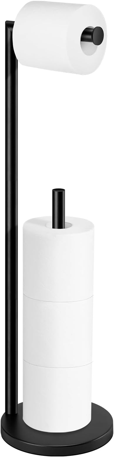 Toilet Paper Holder Stand, Toilet Paper Stand Black, Free Standing Toilet Paper by Bathth