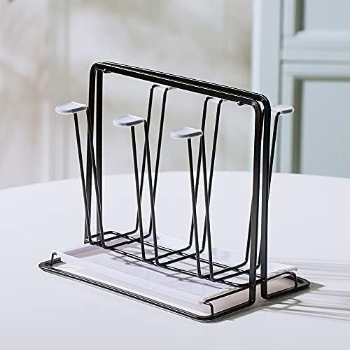 Metal Cup Drying Rack with 6 Hooks, Bottle Drying Rack with Drain Tray - Image 6