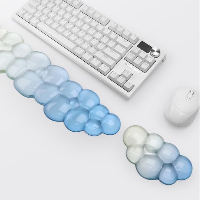 YOWKA Ergonomic Wrist Rest Set for Keyboard and Mouse, Cooling Gel Support - Image 4