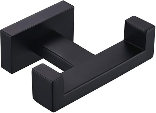 Angle Simple Double Towel Hook Matte Black, Stainless Steel Bathroom Towel by AngleSimple