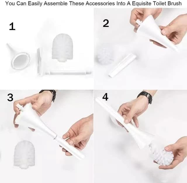 White Bathroom Decor Toilet Brush and Holder Set, Modern Toilet Bowl Brush - Image 7
