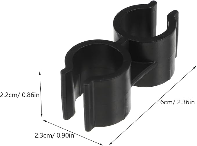 OUNONA Double Pipe Clamp Dustpan Broom Connector Clip 2.36 Inch Plastic Fastener - Image 4