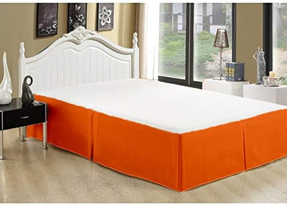 Bed Skirt - 100% Cotton 800 Thread Count Box Pleated Bed Skirt - Luxury Pleated Dust Ruffle, Hotel Quality Modern Bed Skirt, Easy Fit with 12 Inch Tailored Drop, Queen, Orange