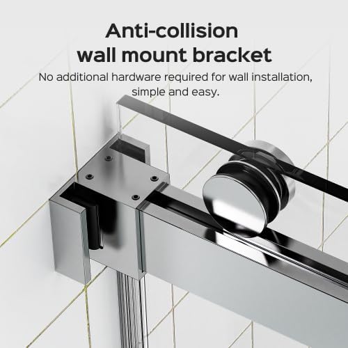 Shower Door 56–60 in W x 76 in H, 3/8" Tempered Glass Double Sliding Shower Door - Image 3