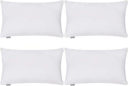 Thmyo 4-Pack 100% Cotton Lumbar Comfortable Solid Decorative Throw Pillow Case Rectangle Cushion Cover DIY Throw Pillowcase for Sofa Bed(Only Covers,Not Pillow Shams)(12x20inch/30x50cm,White)