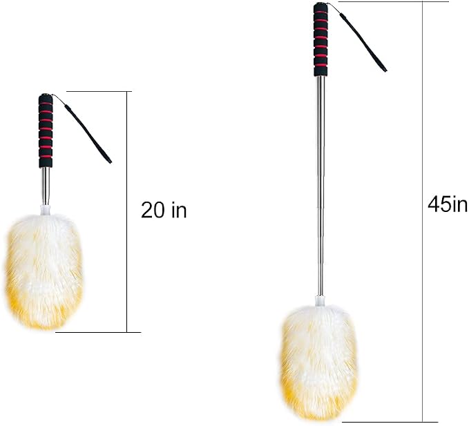 MKUN Lambs Wool Feather Duster extendable Stainless Steel Handle - Image 2