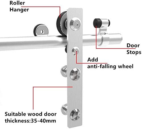 CCJH Stainless Sliding Barn Door Hardware Kit 9ft Heavy Duty - Image 2