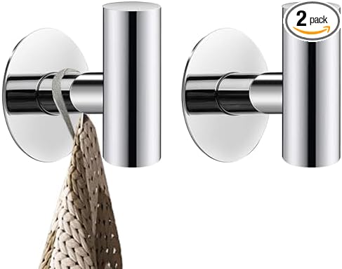 Adhesive Towel Hooks, Chrome SUS 304 Stainless Steel Hooks, Heavy Duty by Augegel