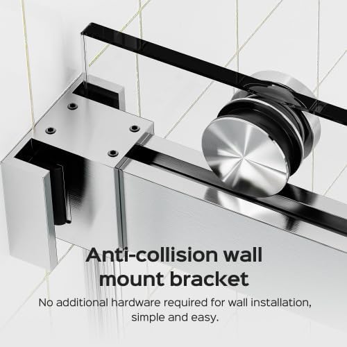 Shower Door 68–72in W x 76 in H, 3/8" Tempered Glass Double Sliding Shower Door - Image 3