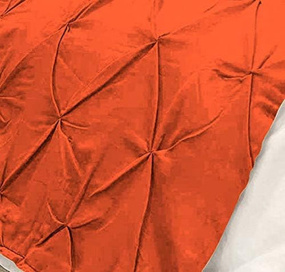 Bed Runner Set - 100% Pure Cotton 800 Thread Count - Luxury 1 Pinch Pleated Bed Runner and 2 Pillow Cover - 3 Piece Pinch Pleated Bed Runner Set Twin, Orange