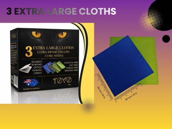 Extra Large Microfiber Screen Cleaning Cloths | 3 Packs | 12"x12", 230 GSM | - Image 4