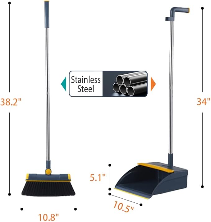 Broom and Dustpan Set for Home, Long Handle Dust Pan and Broom Combo for Indoor - Image 7