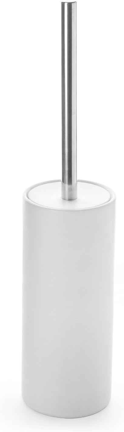 Matt White Ceramic Toilet Brush and Holder Set, Durable Bristles Non Scratch by ViosuniuBathroomSpecialists
