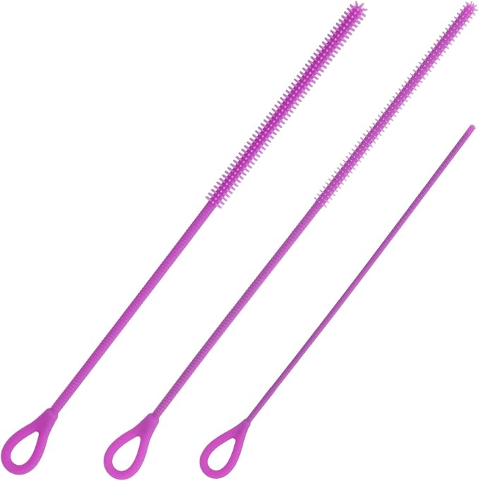 3pcs Silicone Straw Cleaner Brush Set, Reusable Extra Long Drinking Straw by BOXOB