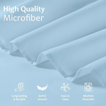 Shreem Linen Ruffled Bed Skirt with Split Corners, Gathered Style, 100% Microfiber, 8-Inch Drop, Dust Ruffle Bedskirt with Platform, Full-XL, Light Blue