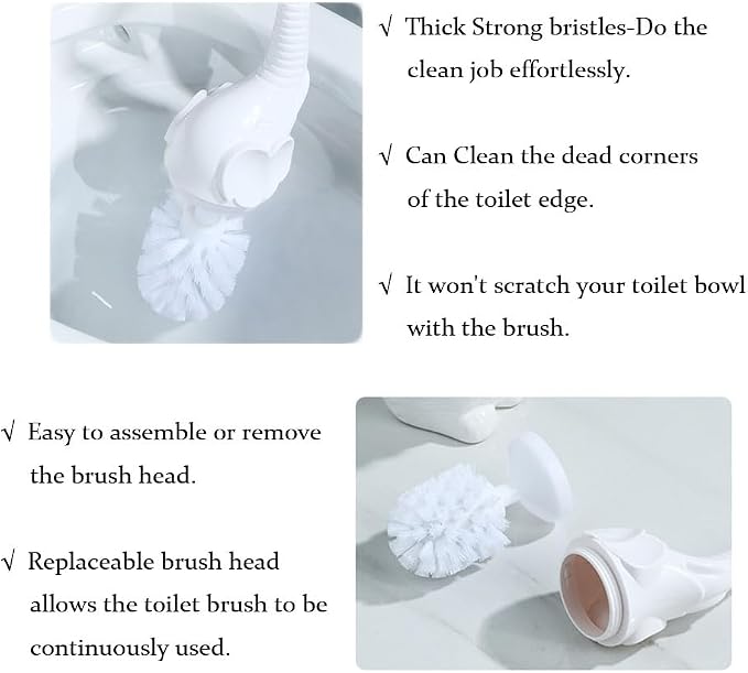Toilet Brush and Holder Set, Modern Ceramic Toilet Bowl Brush Holder, Cute - Image 2
