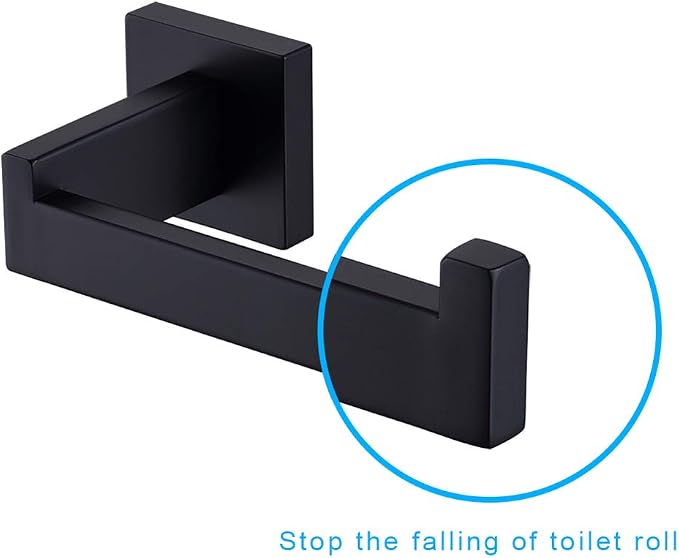 TASTOS Toilet Paper Holder Matte Black, Toilet Tissue Roll Holders Dispenser - Image 5