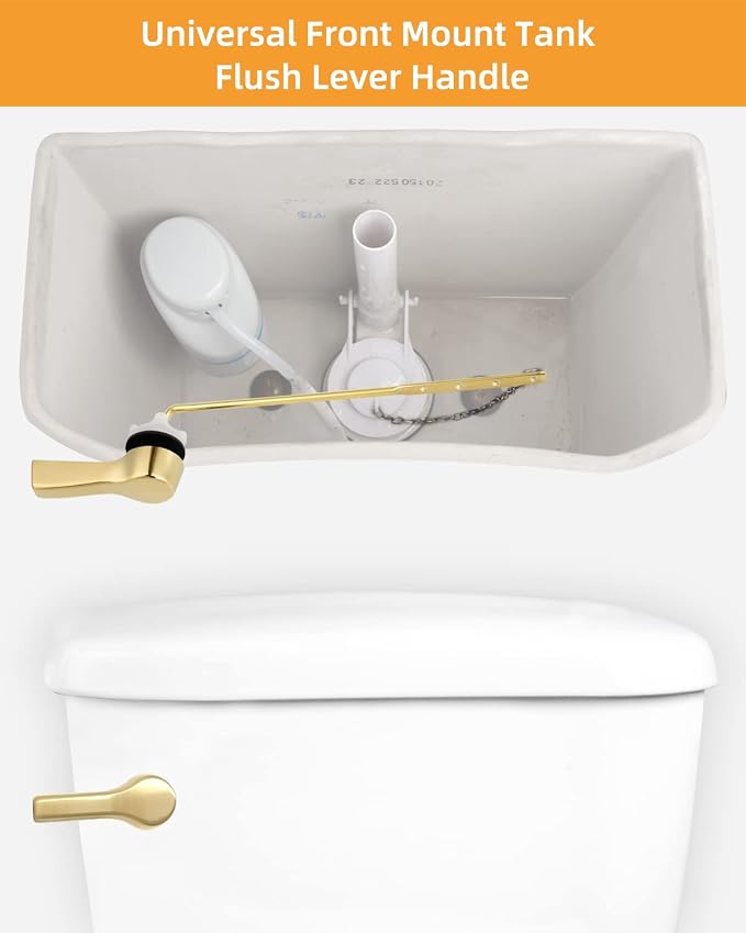 Hibbent Universal Metal Front Mount Toilet Handle Replacement Kit, Brass Toilet - Image 5
