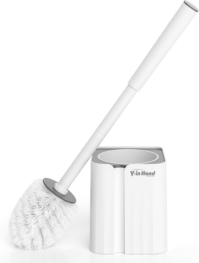 Toilet Bowl Brush and Holder Set, Compact Toilet Scrubber Brush by MoreTidierAndMoreFortunate