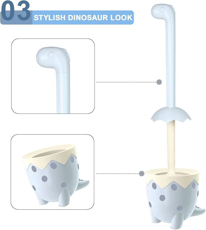 Toilet Brush Dinosaur Shape, Cute Shape Look, TPR Bristles Round Brush - Image 4