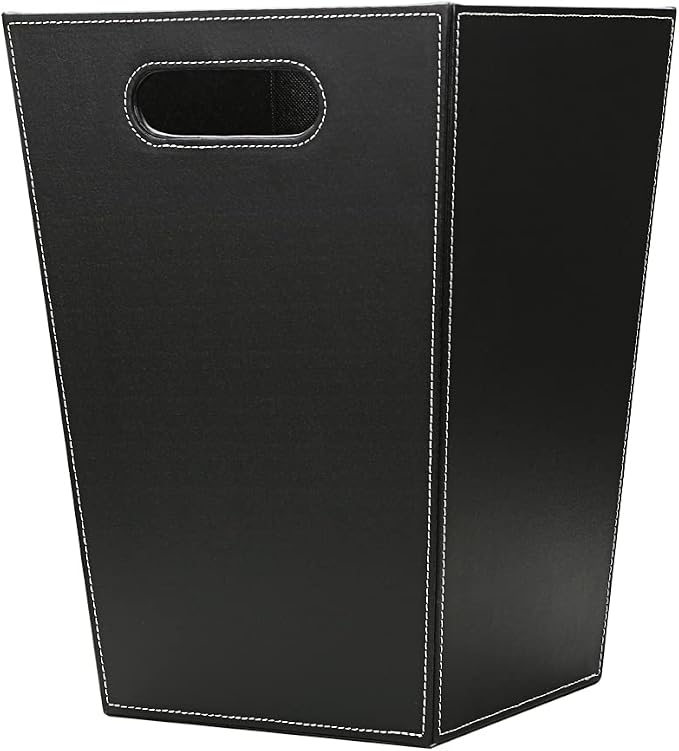 KINGFOM Classic Pu Leather Trash Can Wastebasket, Garbage Container Bin - Image 8