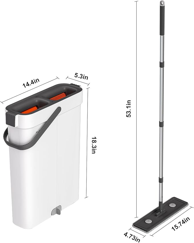 Mop and Bucket with Wringer Set, Hands Free Flat Floor Mop and Bucket, 2 - Image 8