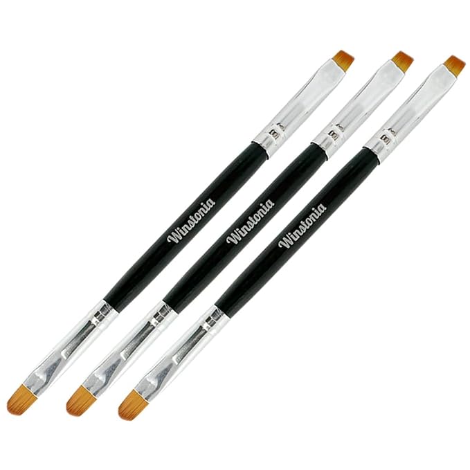 Winstonia Nail Art Brushes Set. Clean Up Brush Double Ended Tools Manicure by Winstonia